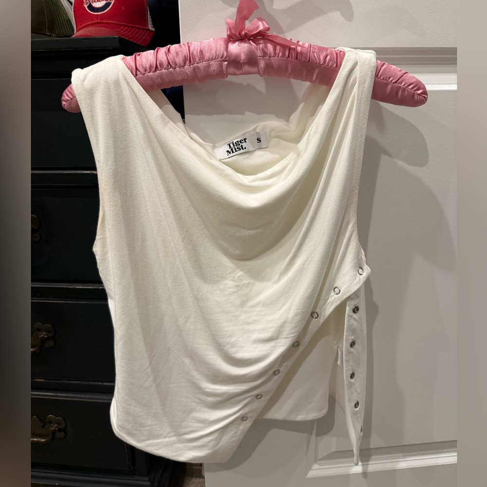 Tiger Mist White Sleeveless Top